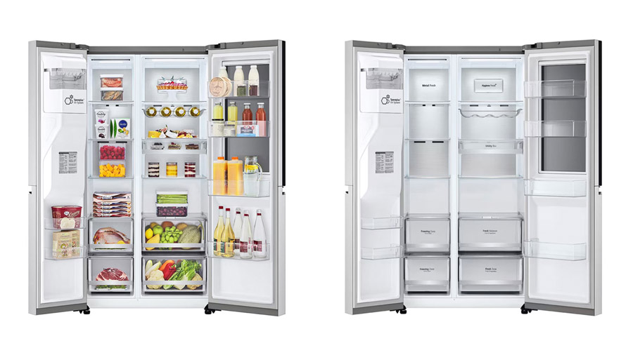 قیمت و خرید یخچال فریزر ساید بای ساید ال جی x287 رنگ نقره ای مدل GCX-287TNS گروه تجاری ایران ال جی